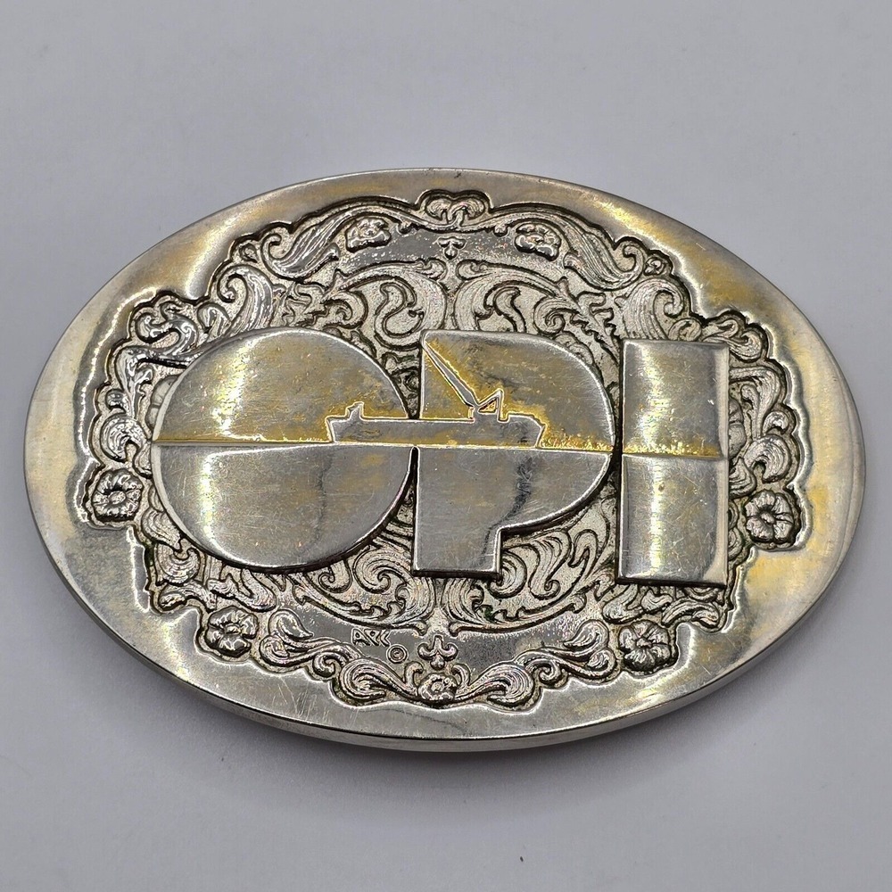 Vintage OPI Corporate‎ Safety Dept Bronze Belt Buckle Houston Texas USA